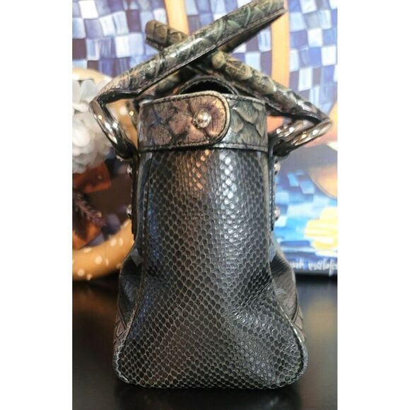 MCM - Rare Black Crocodile Iridescent Hand Bag & Wallet Combo - Picture 7 of 15